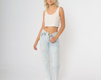 Guess Jeans 90s Georges Marciano Vintage Acid Wash High Waisted Mom Jeans Straight Leg Designer Denim Triangle Logo Extra Small XS 27