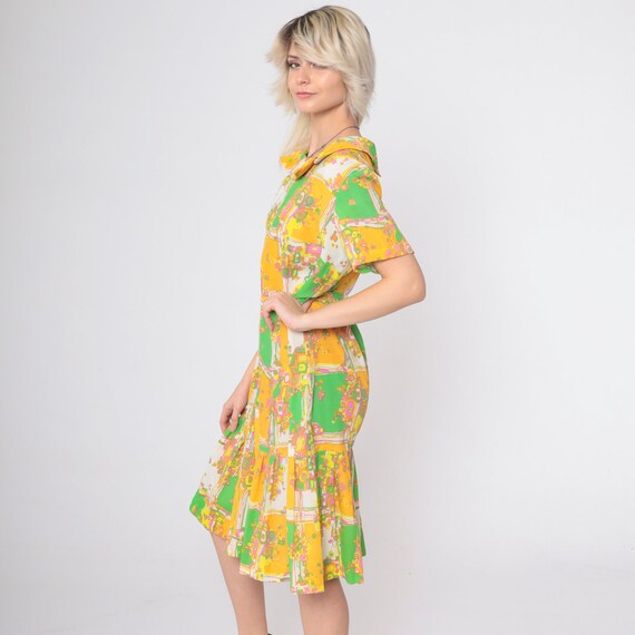 60s Psychedelic Dress Mod Patchwork Geometric Pri… - image 3