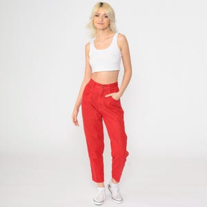 90s Gitano Jeans Red Tapered Mom Jeans Cropped Ankle Jeans High Waisted Denim Pants Relaxed Retro Basic Vintage 1990s Extra Small xs Short