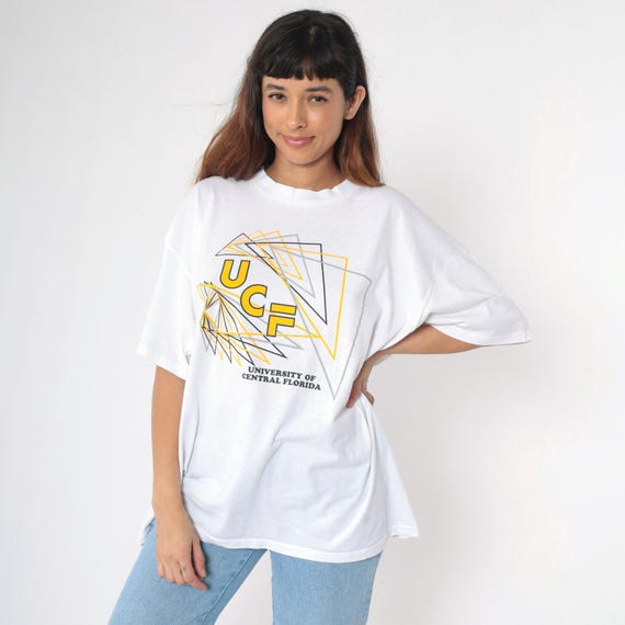 Vintage University of Central Florida T-Shirt 90s UFC University Shirt College Graphic Tee Retro White Cotton 1990s Hanes Size xxl