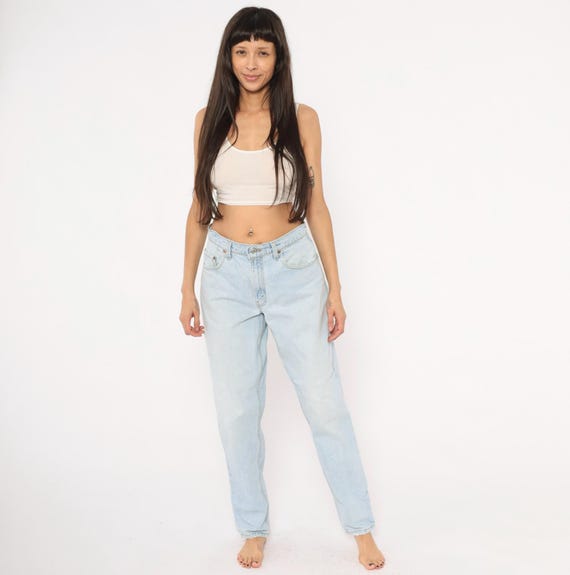 Light Wash Levis 560 Jeans 90s Tapered Denim High Rise Mom Jean Cotton Blue Faded Straight Leg Vintage Relaxed Fit Trouser Pants 31 x 32