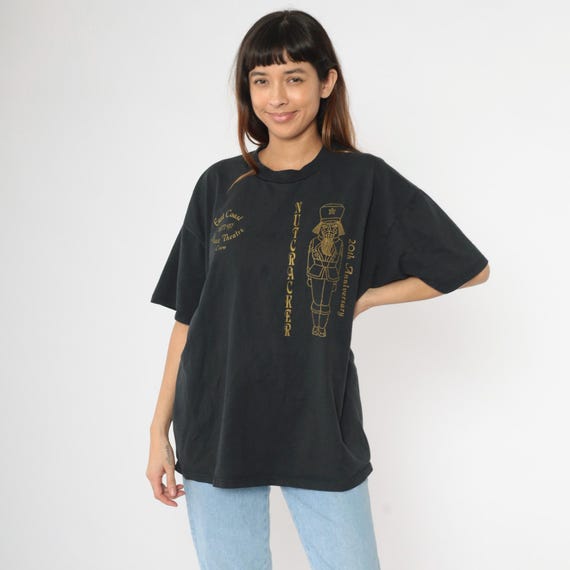 Vintage 90s Nutcracker T-Shirt East Coast Dance Theatre Crew 1997 Black Graphic Tee 1990s USA Made Jerzees Theater Tshirt Extra Large xl