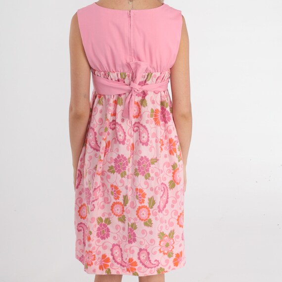 Pink Floral Dress 70s Mod Mini Dress Retro Groovy… - image 7