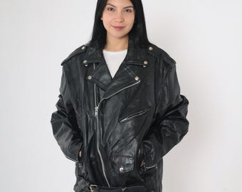 VINTAGE 90s Black Leather MOTO Motorcycle Punk Grunge Rocker VINTAGE 90s Black Leather MOTO Motorcycle Punk Grunge Rocker