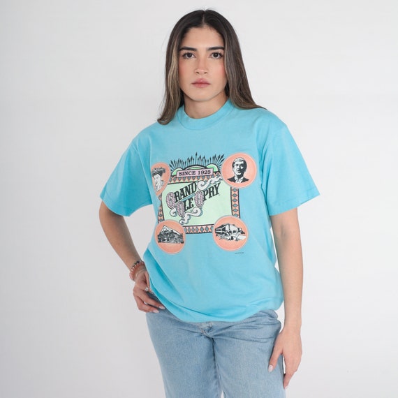 Grand Ole Opry Shirt 90s Country Music T-Shirt Nashville Concert Graphic Tee Single Stitch Blue TN Vintage 1990s Screen Stars Medium Large