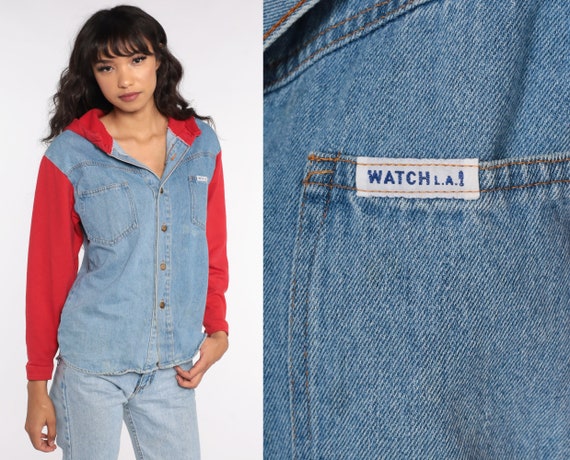 Im Me Checks Ladies Designer Hooded Denim Shirt, Size: Large, Packaging  Type: Packet at Rs 375/piece in New Delhi