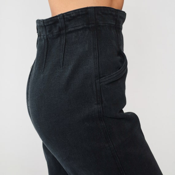 90s Black Jeggings High Waisted Jeans 1990s Taper… - image 5