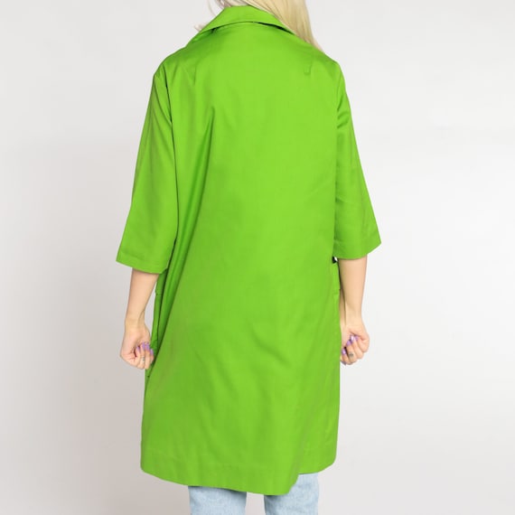 Lime Green Trench Coat 60s 70s Floral Embroidered… - image 7