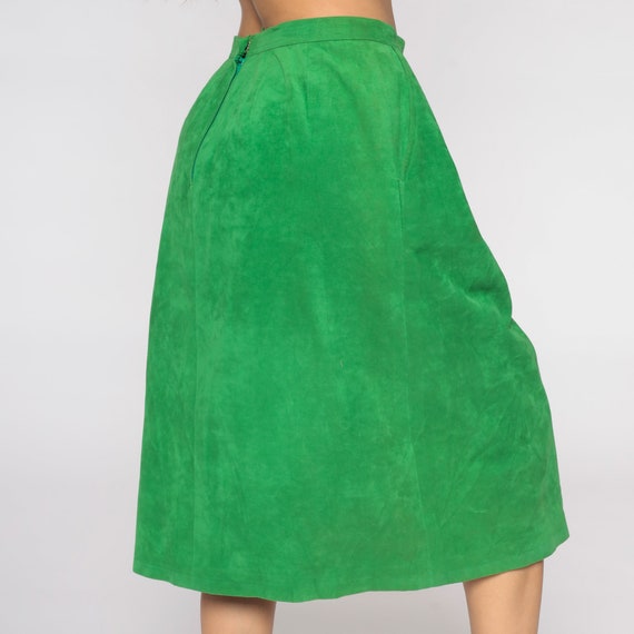 80s Pencil Skirt Green Faux Suede Skirt 1980s Vin… - image 5