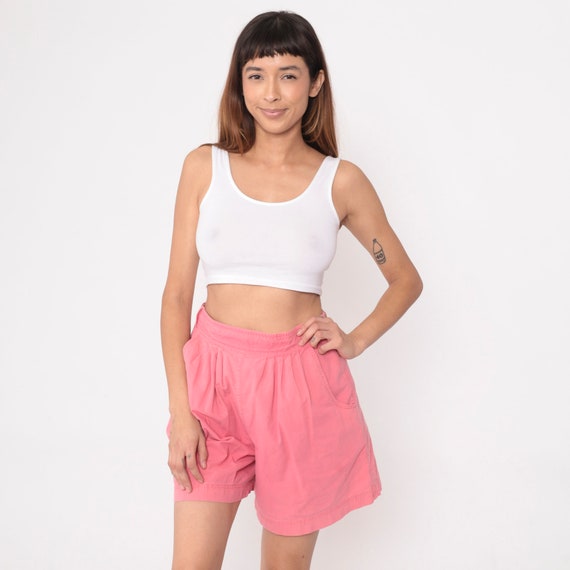 90s Pleated Shorts Pink Cotton Trouser Mom Shorts… - image 3