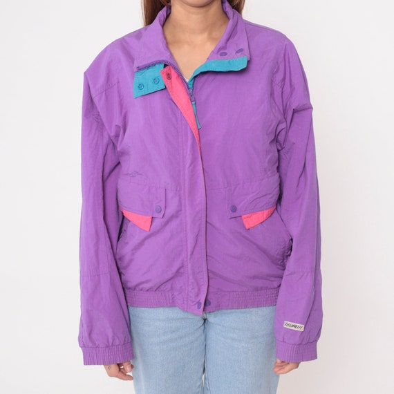 90s Helly Hansen Windbreaker Purple Zip Up Jacket… - image 8