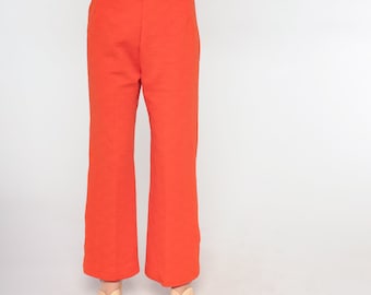 70s Bell Bottom Pants Polyester High Waisted Trousers Boho Flared 1970s High Elastic Waist Hippie Vintage Bohemian Small Medium