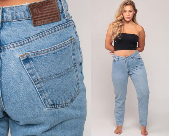 Ralph Lauren Jeans Mom Jeans Relaxed Jeans High Waist Jeans 90s Jeans Tapered High Waisted Denim Pants Vintage Blue Hipster Large 12 34