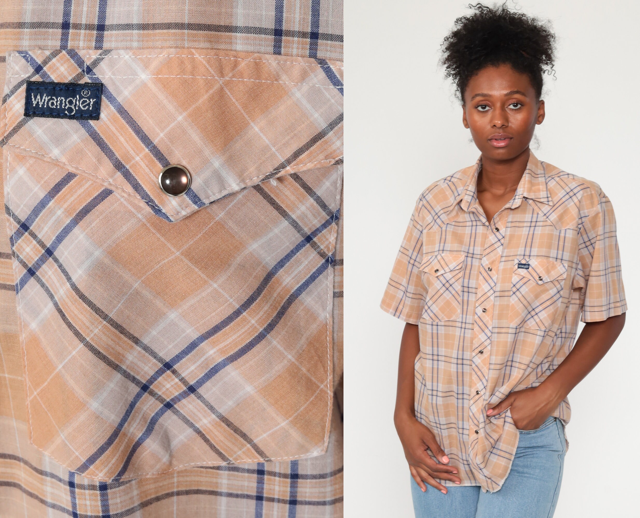 Wrangler Shirt 80s WESTERN Shirt Tan 