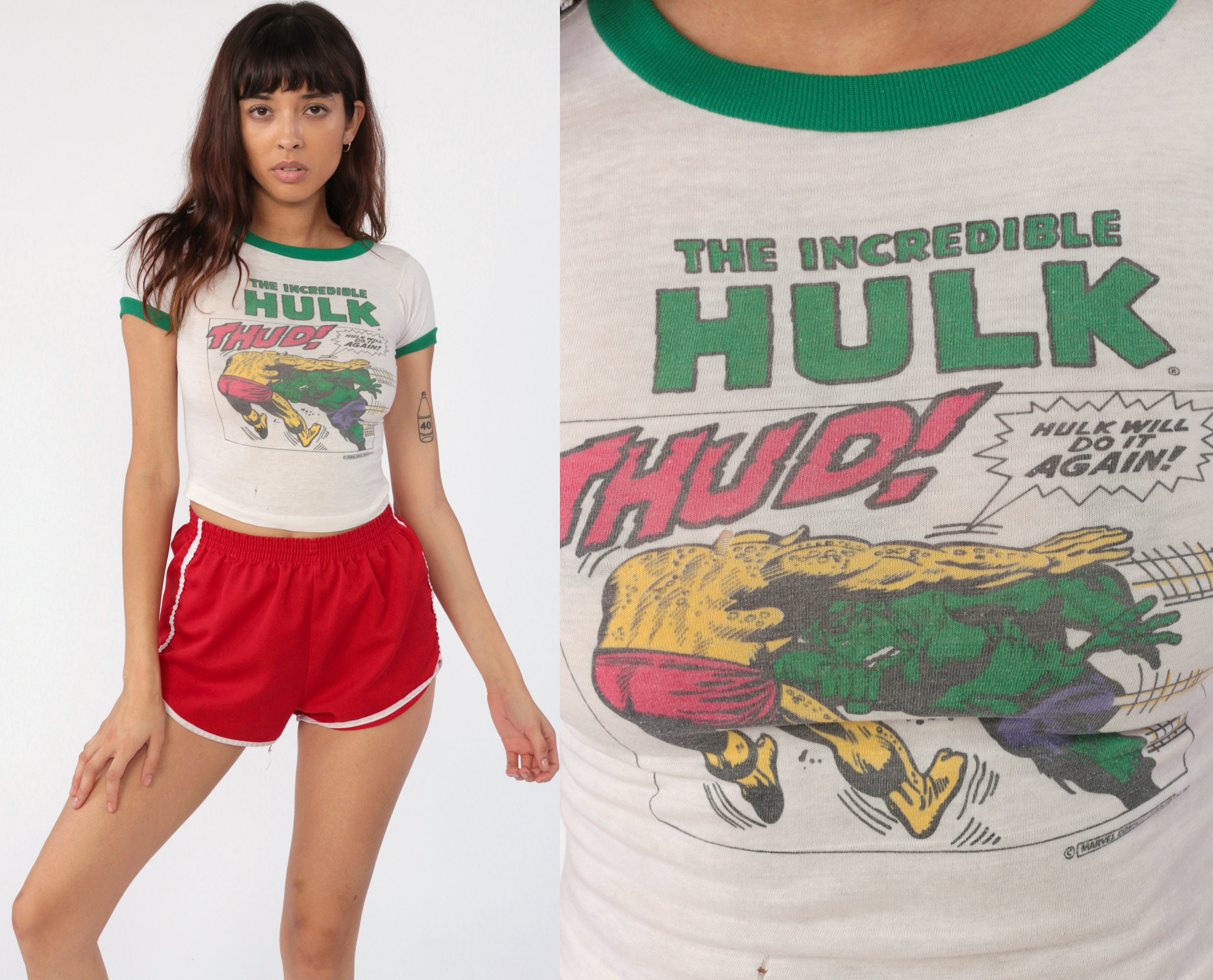 Incredible Hulk Shirt Vintage Ringer Tee Shirt 80s Marvel - Etsy