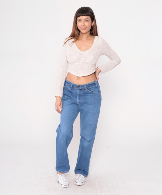 80s Levis Jeans High Waisted Straight Leg Blue Denim Vintage Mom Jeans Classic Fit Normcore Clean Girl Style Casual Everyday 34 32