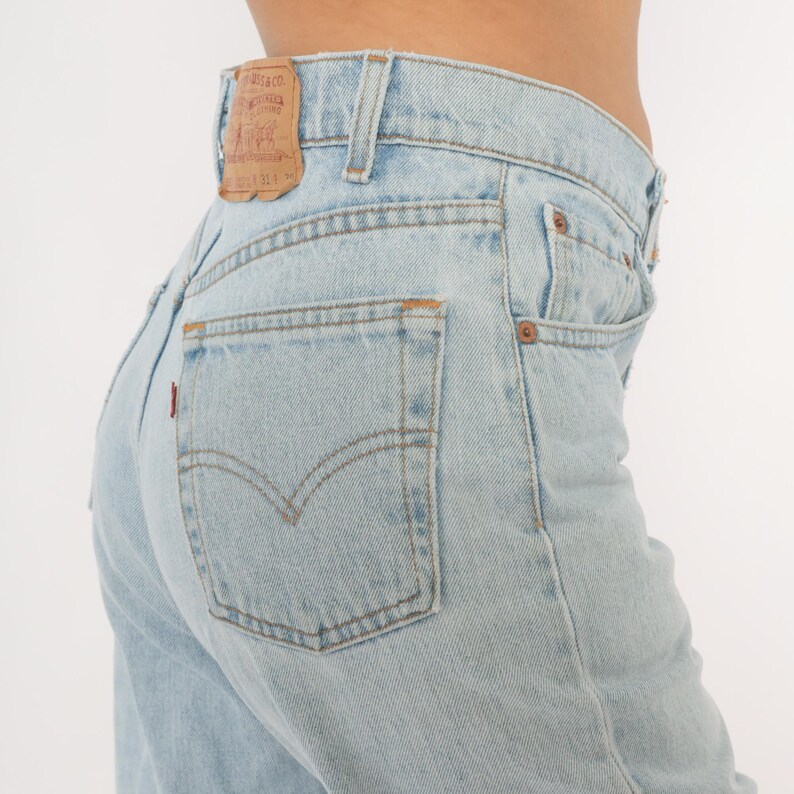 Levi 555 Relaxed Fit Jeans Light Wash Denim High Waisted Straight Leg 90s Faded Blue Cotton Mom Jean Tapered Ankle Levis Stonewash 31 30 image 10