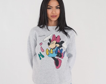 Minnie Mouse Sweatshirt 90s Disneyworld Florida Sweater Walt Disney Cartoon Graphic Shirt Kawaii Retro Disneyland Grey Vintage 1990s Large L