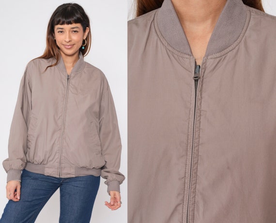 Reversible Members Only Jacket 80s Taupe Grey Windbreaker Tan