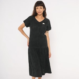 90s Black Midi Dress - Etsy
