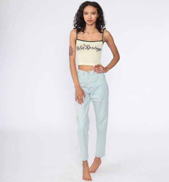 Mint Guess Jeans 90s Mom Jeans High Waist Jeans 80s Skinny Tapered Green Jeans Denim Pants 90s Vintage Extra Small xs 25