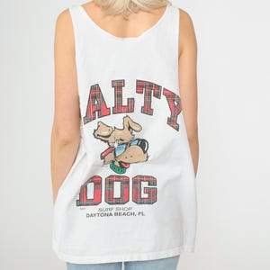 Salty Dog Surf Shop Shirt 90s Surfer Tank Top Daytona Beach Florida Graphic Tee Retro Surf Tshirt White Muscle Vintage 1990s Extra Large xl