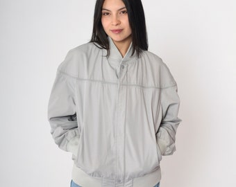 Grijs windjack jaren 80 bomberjack Cafe Racer Jacket Motojack Vintage jaren 80 lichtgewicht effen grijze herenmaat Large
