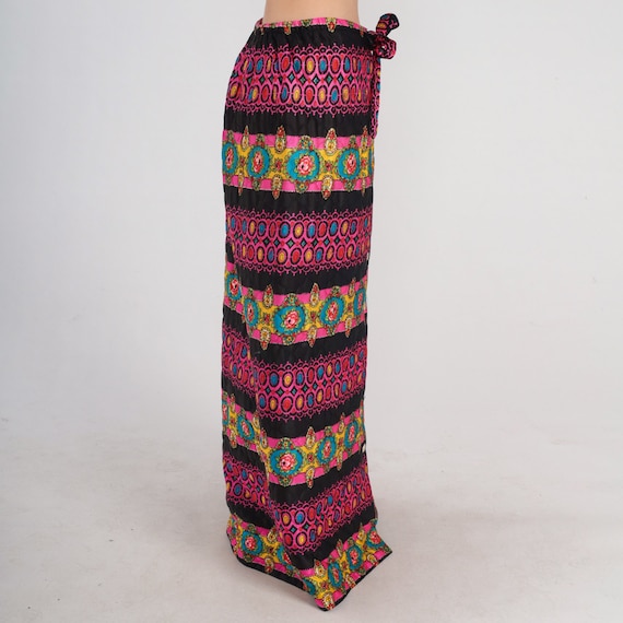 70s Maxi Skirt Floral Bohemian Skirt Long Quilted… - image 4