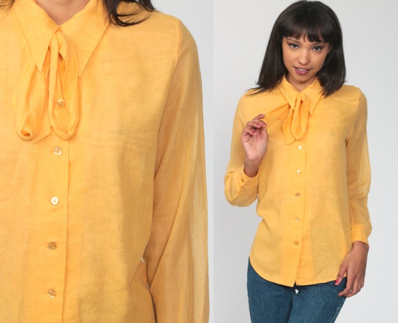 Ascot Shirt Secretary Blouse Yellow 