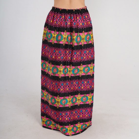 70s Maxi Skirt Floral Bohemian Skirt Long Quilted… - image 6