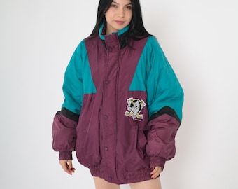 Vintage 90s Mighty Ducks Jacket Anaheim NHL Puffer Chalk Line