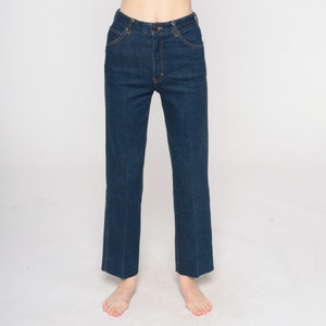 Hoog getailleerde jeans jaren '80 donkere wassen denim broek rechte pijp jeans retro hipster boho hippie hoge opkomst vintage jaren 1980 Charlotte Ford kleine 4 26 afbeelding 7