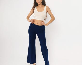 70s Flare Pants Navy Blue Joshua Tree High Waisted Wide Leg Bell