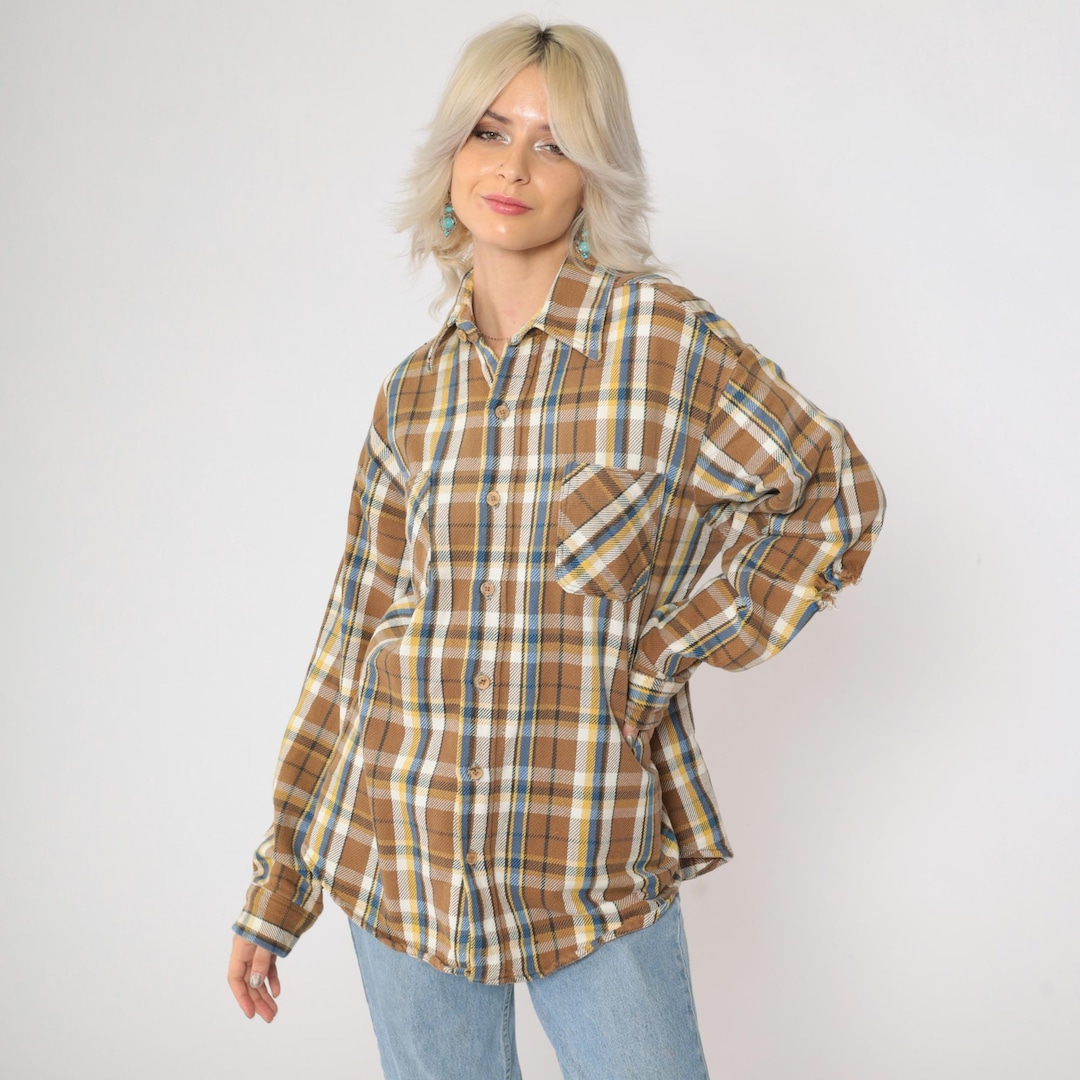 Loose Distressed Plaid Retro Shirt