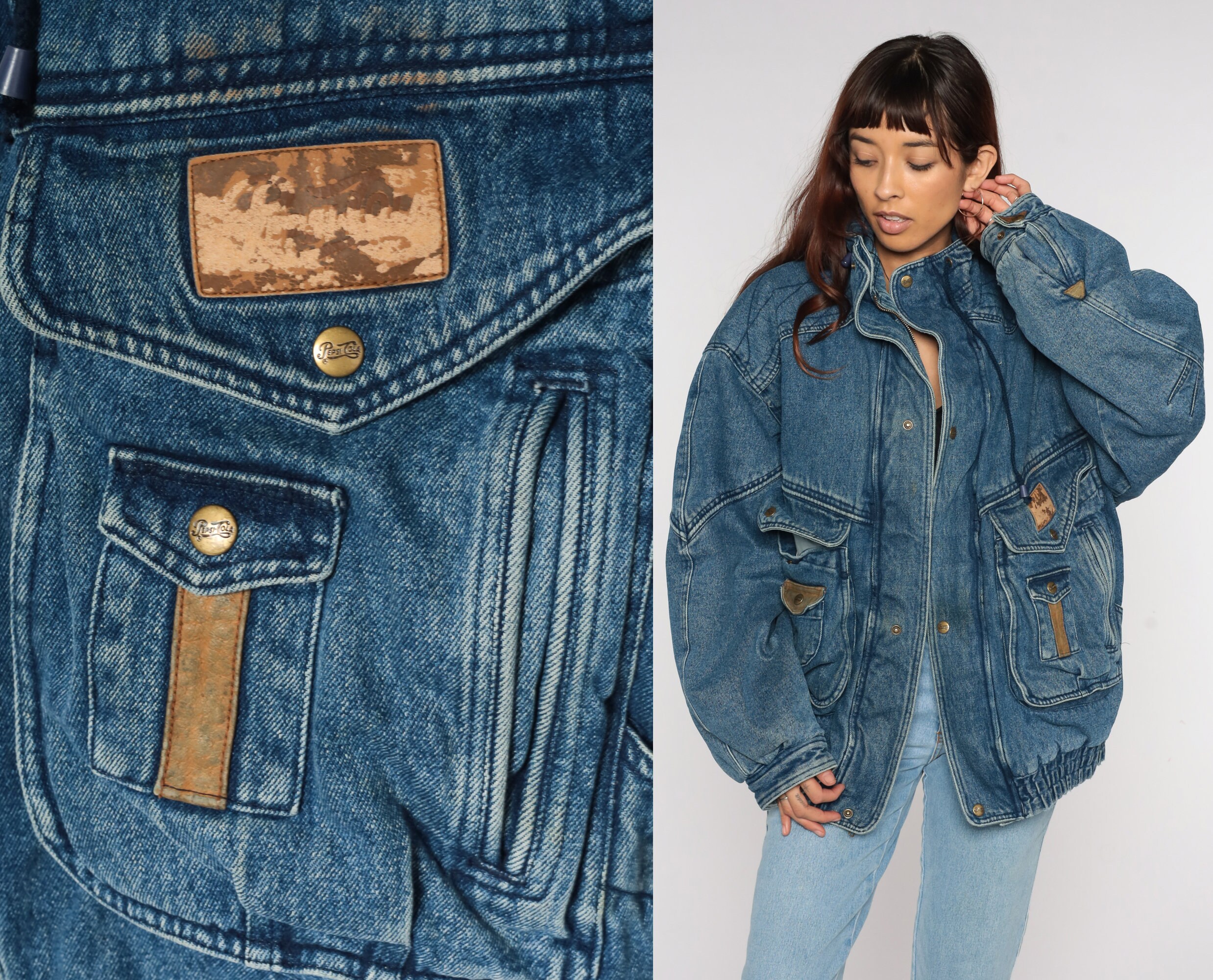 80s Denim Jacket ZIP UP Jean Jacket 