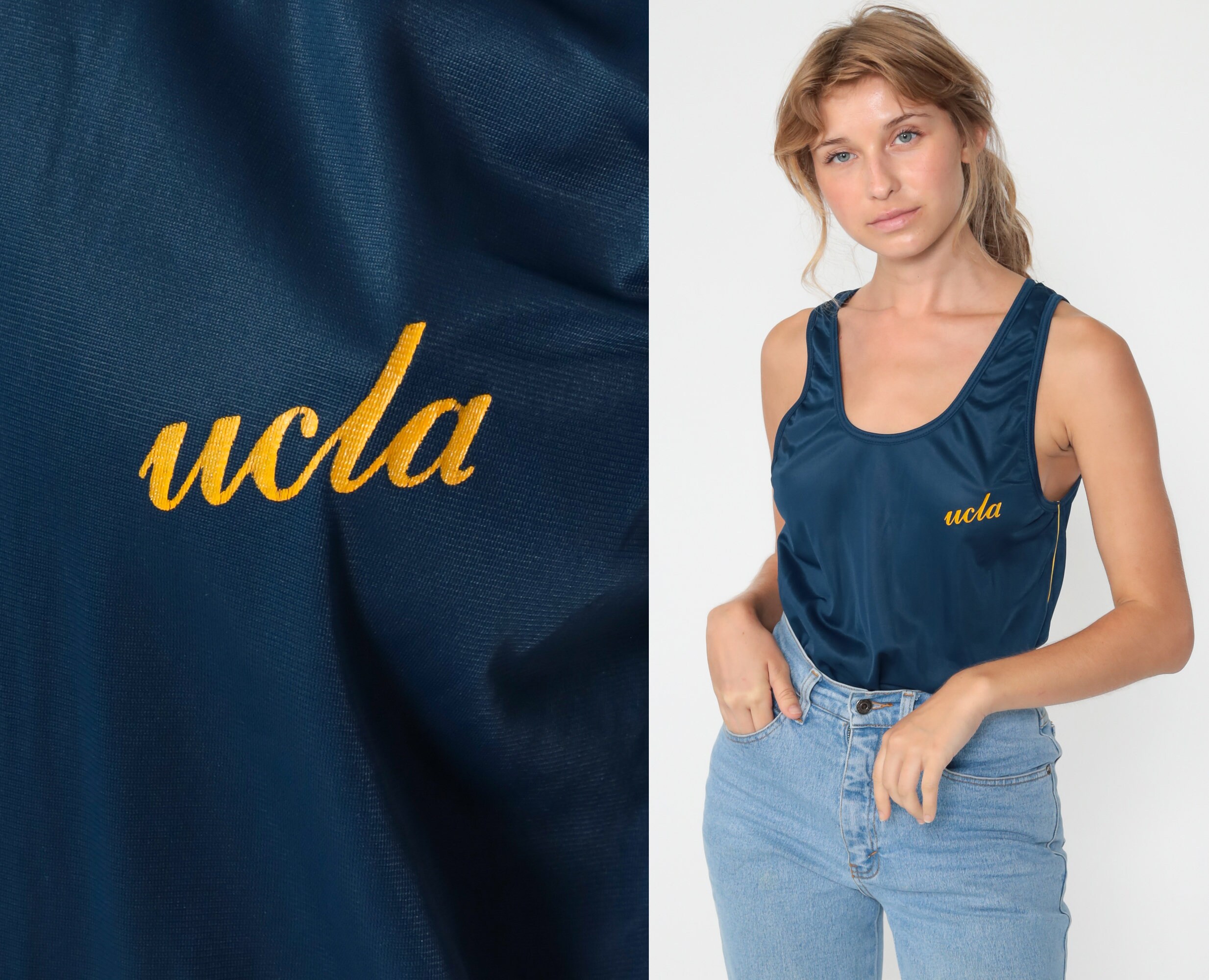 Ucla Basketball Jersey Shirt Ucla Bruins Retro Sports Jersey University Of California 80s College Tank Top Vintage Blue Small Medium