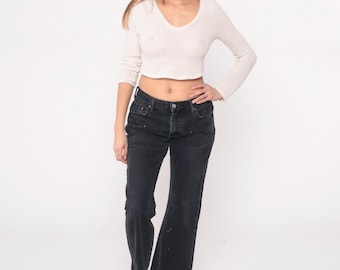 Bootcut Levis Jeans Y2K Slim Fit Blue Jeans 517 Distressed Ripped