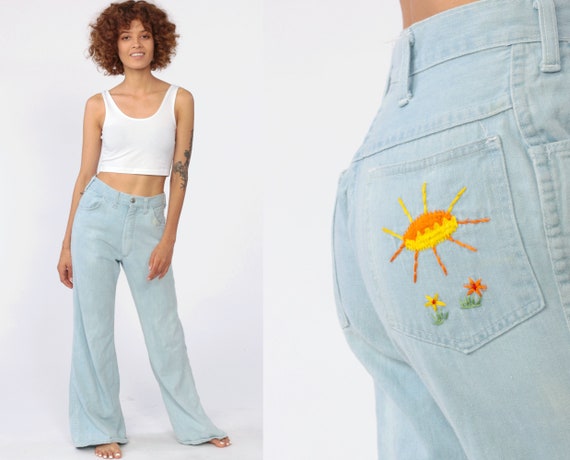 high waisted hippie jeans