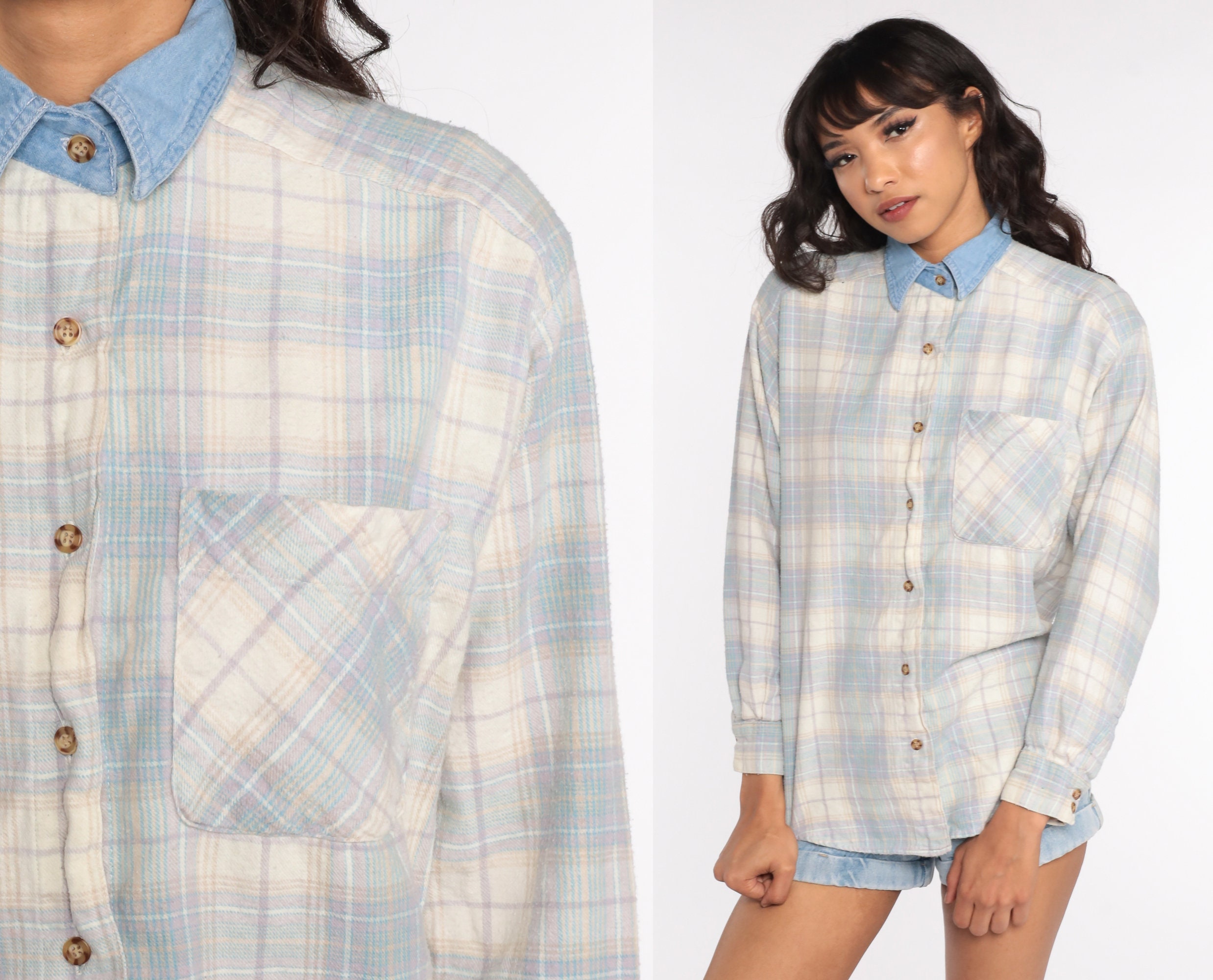 denim collar flannel