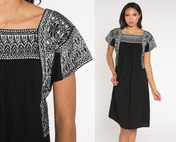 reformation black lace dress vintage 70s embroidered peasant dress main image 0