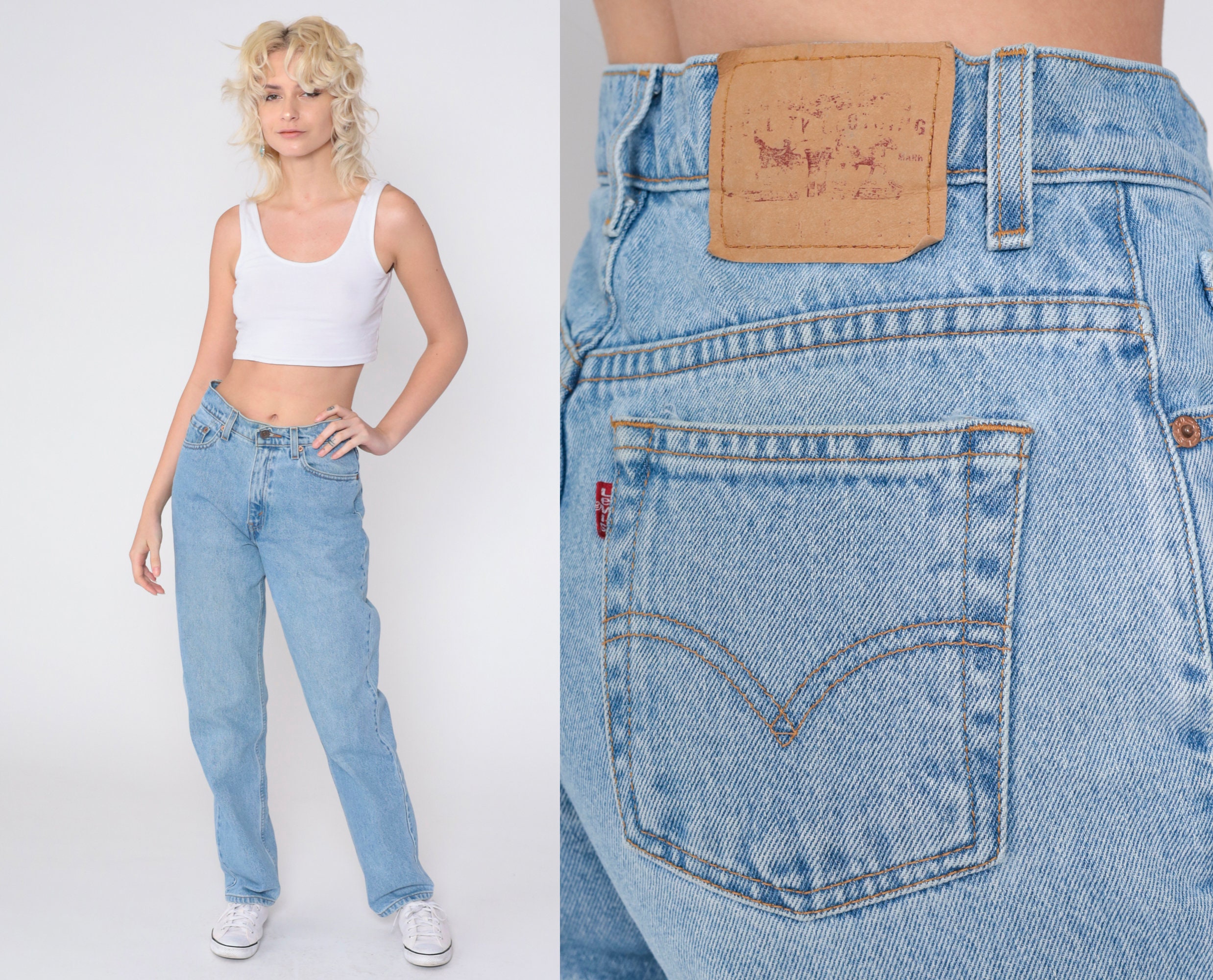 Vintage Levi s 512 Jeans 90s Slim Fit Mom Jeans Tapered High Rise Waisted Levi Jeans Blue Denim Pants Retro 1990s Small 6 Reg