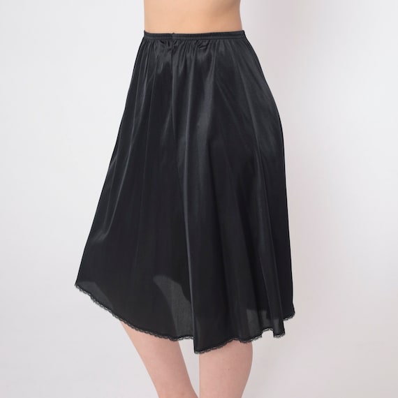 Black Slip Skirt 80s Vanity Fair Lingerie Skirt M… - image 2