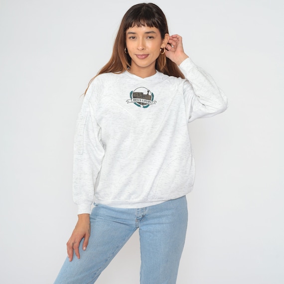 Bryce Canyon Sweatshirt 90s National Park Sweatshirt Utah Graphic Shirt Raglan Sweater Heather White V Neck Souvenir Vintage 1990s Medium M