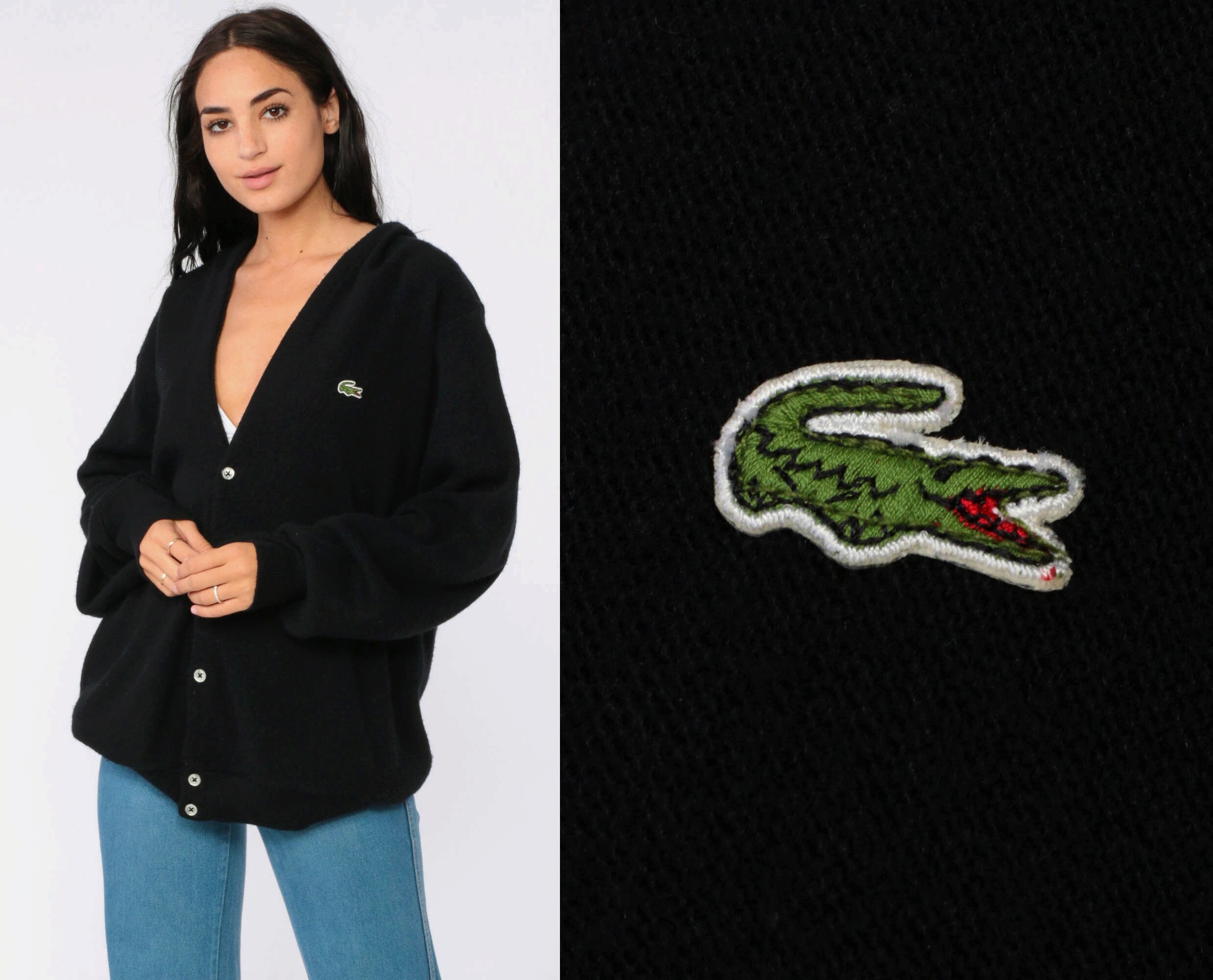 lacoste black cardigan