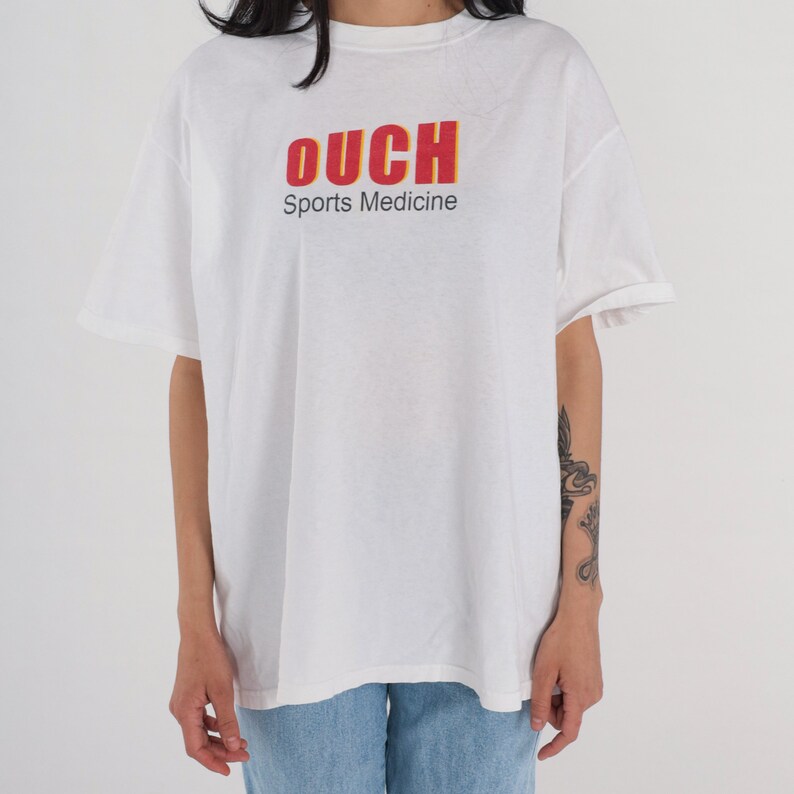 Ouch Sports Medicine Shirt Y2K Fitness T-Shirt Physical Therapist TShirt Sport Graphic Tee Retro Athletic TShirt White Vintage 00s Large L image 6