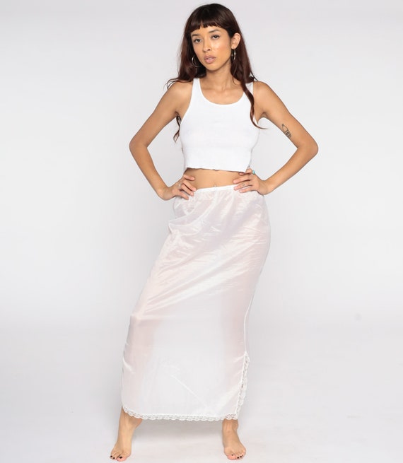 Sheer White Skirt 70s Slip Skirt Hippie Skirt Max… - image 4