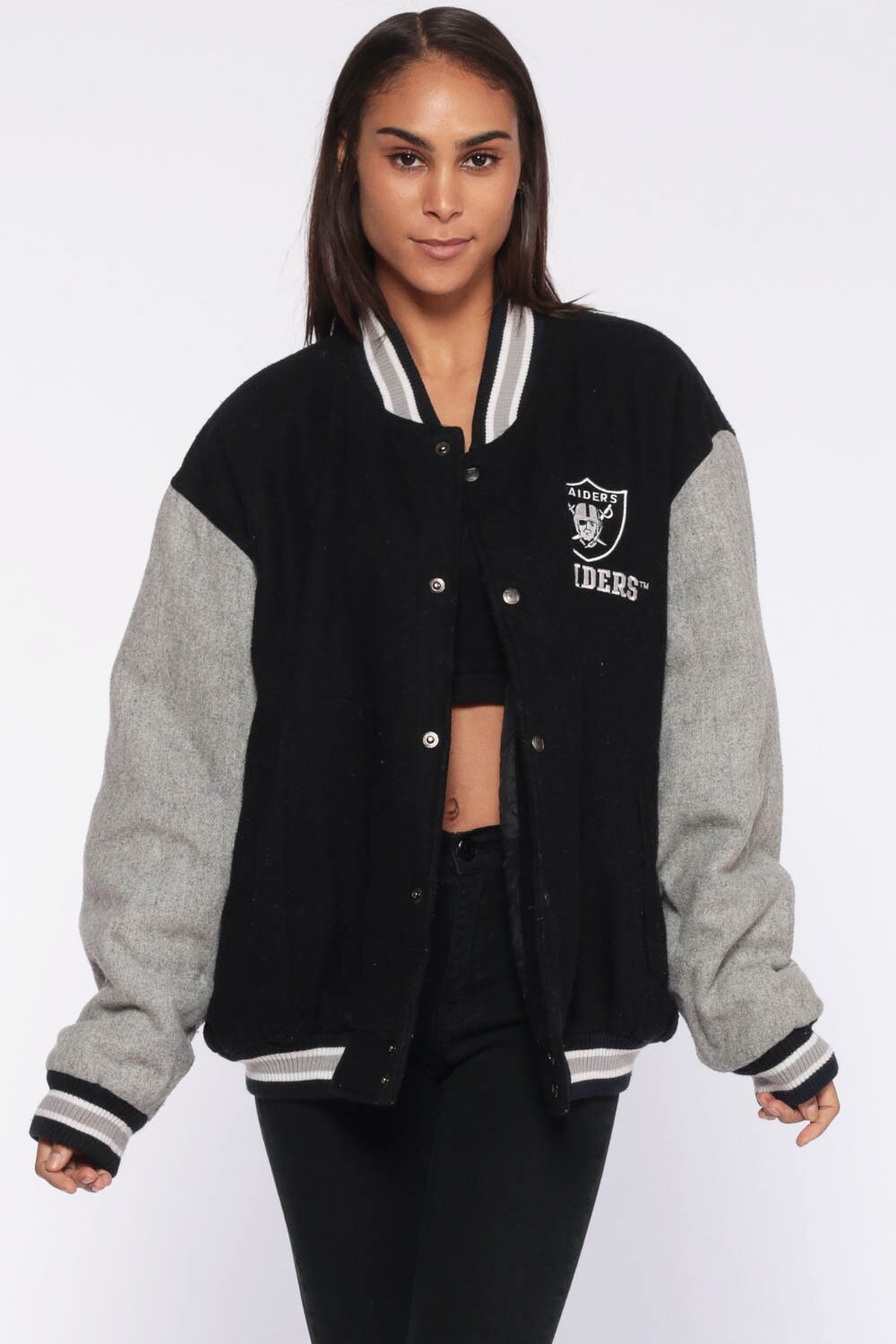 Oakland Raiders Jacket -- Wool NFL Varsity Jacket 80s Football Jacket Bomber AFC Letterman 
