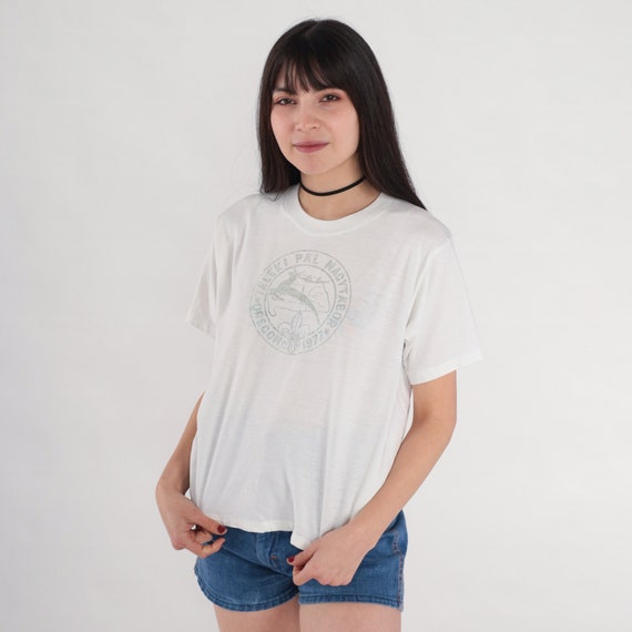 70s Boyscout Shirt Hungary Boy Scouts Oregon T-Shirt Hungarian Teleki Pa'l Nagyta'bor Graphic Tee Single Stitch White Vintage 1970s Medium M
