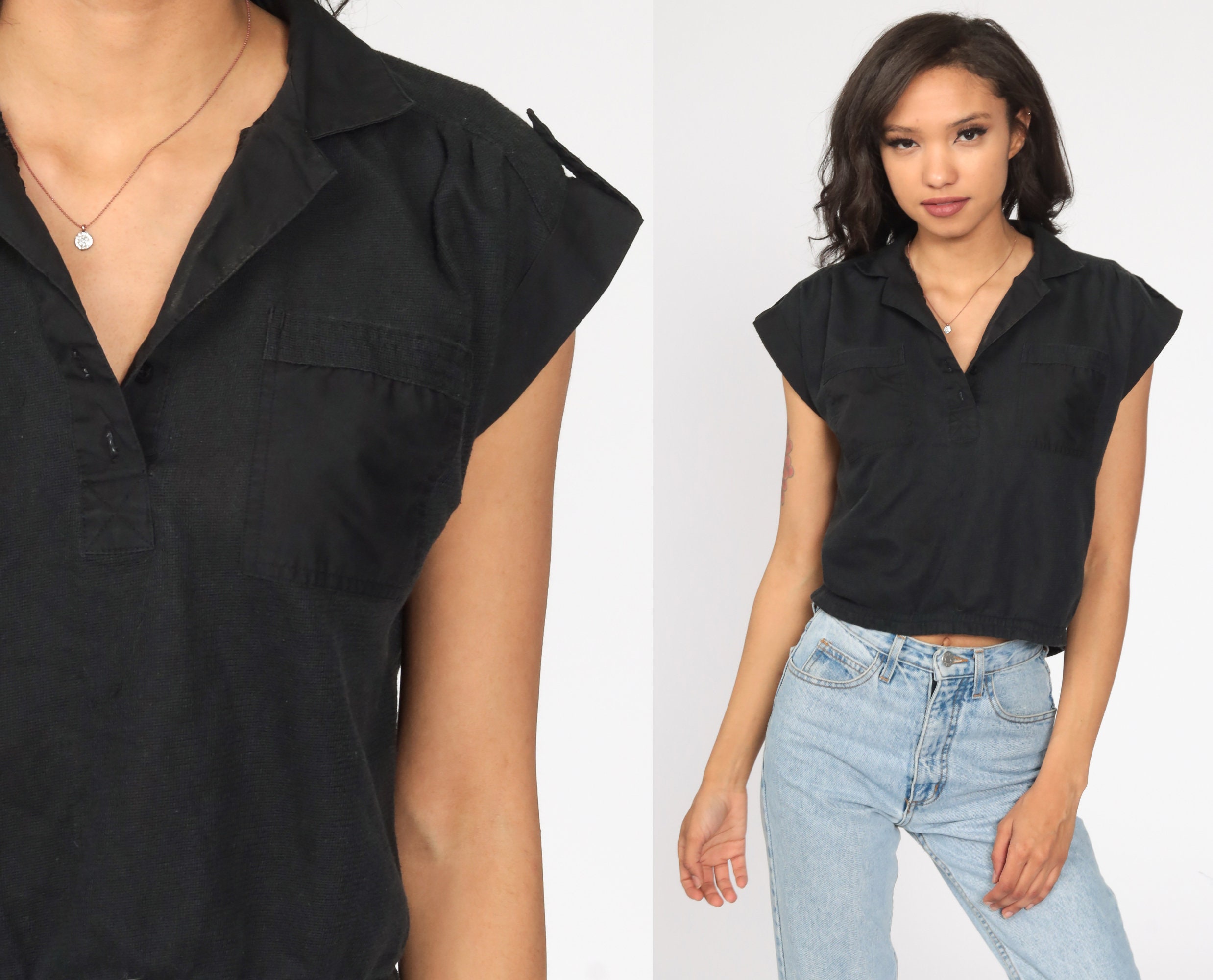 black polo crop top
