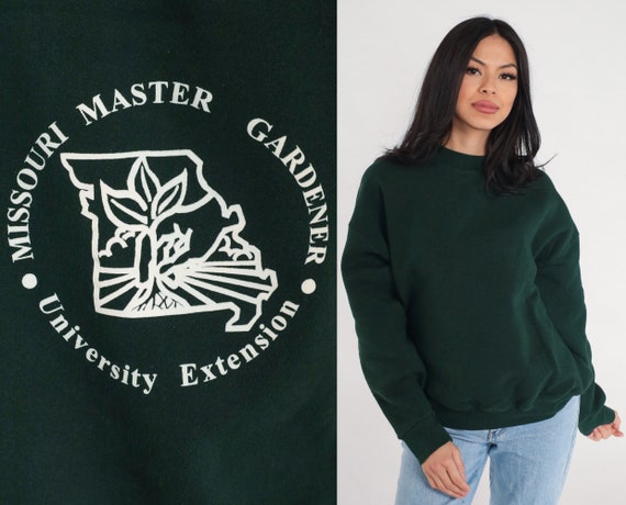 Missouri Master Gardener Sweatshirt 90s Dark Green Crewneck Sweatshirt Gardening Graphic Shirt University Pullover Vintage 1990s Large L